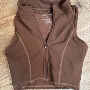 Cleo Harper Chocolate Brown Zip-Up sports bra